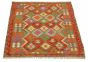 Bordered  Geometric Grey Area rug 3x5 Turkish Flat-weave 329421
