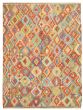 Bordered  Geometric Grey Area rug 8x10 Turkish Flat-weave 329508