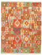 Flat-weaves & Kilims  Geometric Red Area rug 4x6 Turkish Flat-weave 330028