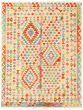 Bordered  Geometric Ivory Area rug 4x6 Turkish Flat-weave 330050