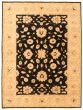 Bordered  Traditional Black Area rug 5x8 Afghan Hand-knotted 336253