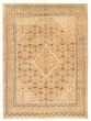 Bordered  Vintage Brown Area rug 9x12 Turkish Hand-knotted 368856