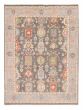 Bordered  Transitional Grey Area rug 9x12 Indian Hand-knotted 377688
