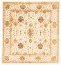 Bordered  Traditional Ivory Area rug Square Afghan Hand-knotted 331094
