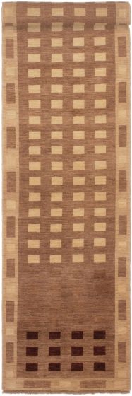 Casual  Transitional Brown Runner rug 15-ft-runner Afghan Hand-knotted 301152
