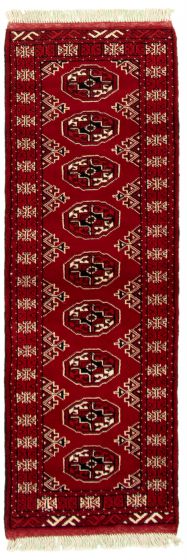 Bordered  Tribal Red Runner rug 6-ft-runner Turkmenistan Hand-knotted 332283