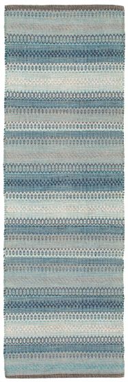 Flat-weaves & Kilims  Transitional Blue Runner rug 7-ft-runner Turkish Flat-weave 339259