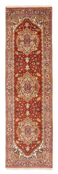 Bordered  Traditional Brown Runner rug 8-ft-runner Indian Hand-knotted 377901