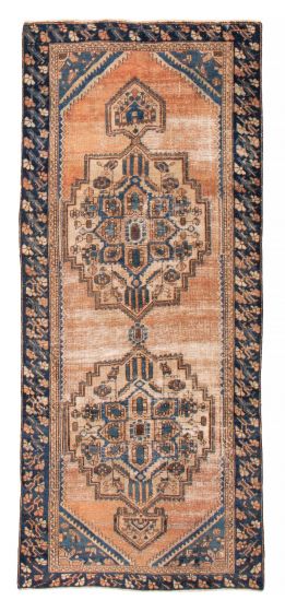 Bordered  Vintage/Distressed Brown Area rug Unique Turkish Hand-knotted 384074