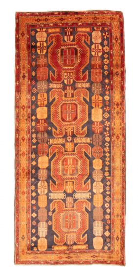 Bordered  Traditional Red Runner rug 10-ft-runner Turkish Hand-knotted 358650