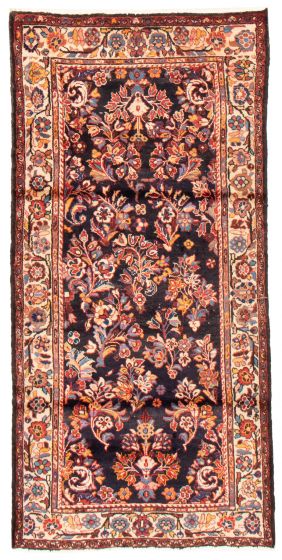 Bordered  Traditional Blue Area rug Unique Persian Hand-knotted 371259