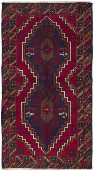 Bordered  Tribal Red Area rug 3x5 Afghan Hand-knotted 285371