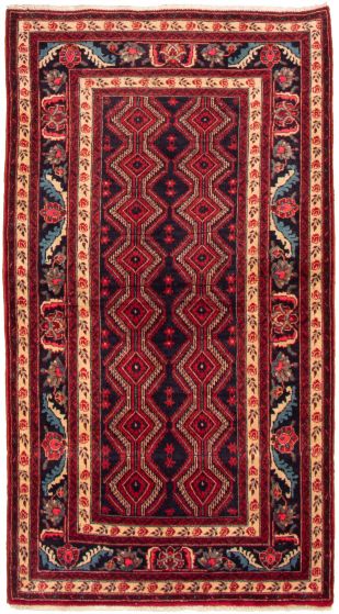 Bordered  Tribal Red Area rug 4x6 Turkish Hand-knotted 333704