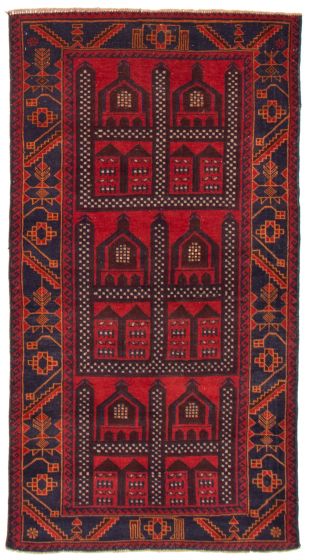 Tribal Red Area rug 3x5 Afghan Hand-knotted 367588