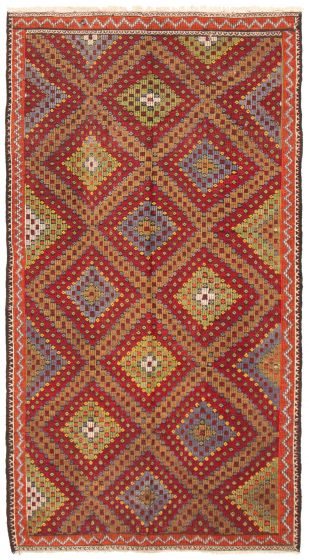 Flat-weaves & Kilims  Geometric Red Area rug Unique Turkish Flat-Weave 369892