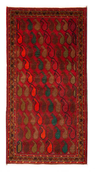 Bordered  Traditional Red Area rug 3x5 Afghan Hand-knotted 379220