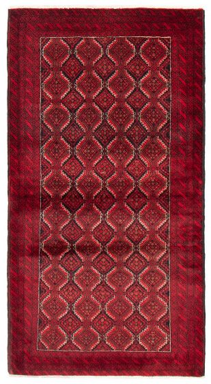 Bordered  Tribal Red Area rug 4x6 Afghan Hand-knotted 389003