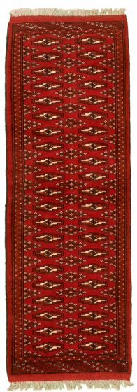 Bordered  Tribal Brown Runner rug 6-ft-runner Turkmenistan Hand-knotted 334708