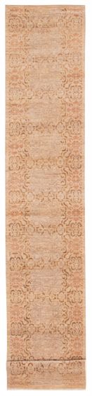Transitional Yellow Runner rug 14-ft-runner Pakistani Hand-knotted 374841