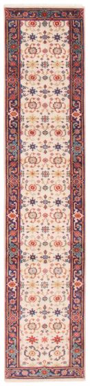 Bordered  Traditional Ivory Runner rug 12-ft-runner Indian Hand-knotted 377735
