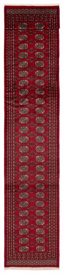 Bordered  Traditional Red Runner rug 16-ft-runner Pakistani Hand-knotted 390060