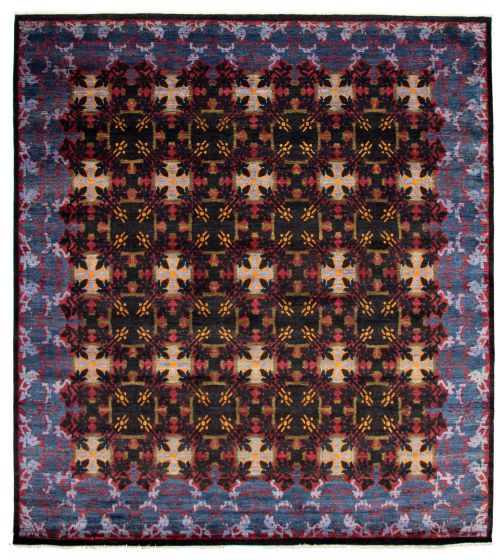 Casual  Transitional Black Area rug 9x12 Pakistani Hand-knotted 341573