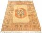 Geometric  Vintage Ivory Area rug 4x6 Turkish Hand-knotted 305895