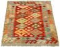 Bordered  Geometric Grey Area rug 3x5 Turkish Flat-weave 330238