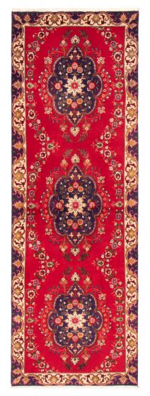 Bordered  Traditional Red Runner rug 10-ft-runner Persian Hand-knotted 373742