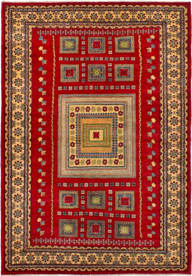 Bohemian  Traditional Red Area rug 6x9 Afghan Hand-knotted 271365