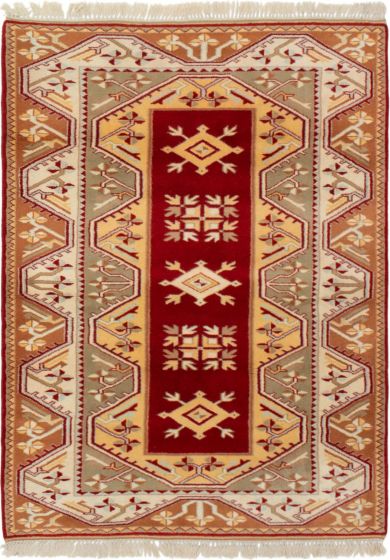 Bordered  Traditional Brown Area rug 3x5 Turkish Hand-knotted 293801