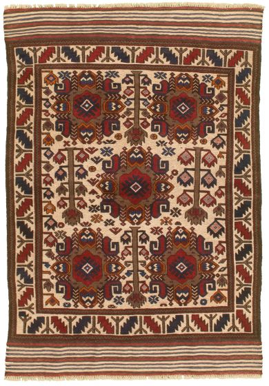 Bordered  Geometric Red Area rug 3x5 Afghan Hand-knotted 311593