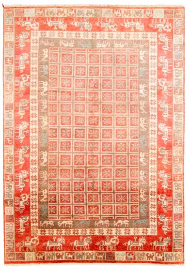 Tribal Red Area rug 5x8 Indian Hand-knotted 316290
