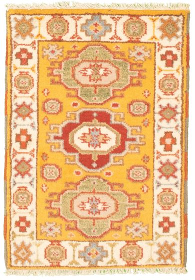 Bordered  Tribal Orange Area rug 2x3 Indian Hand-knotted 325491