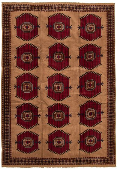 Bordered  Tribal Brown Area rug 6x9 Afghan Hand-knotted 325902