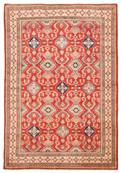 Bordered  Traditional Red Area rug 6x9 Afghan Hand-knotted 329087