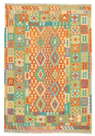Bordered  Geometric Multi Area rug 6x9 Turkish Flat-weave 329393
