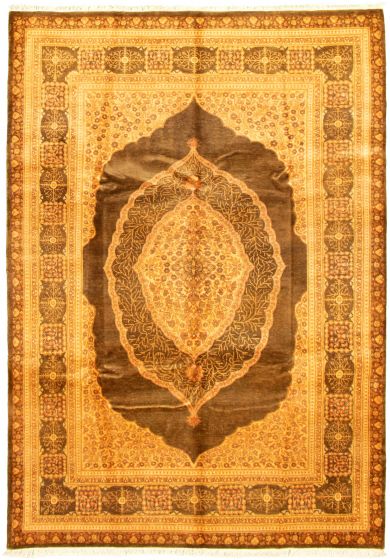 Bordered  Traditional Brown Area rug 5x8 Pakistani Hand-knotted 330514