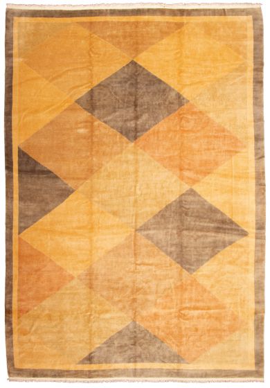 Casual  Transitional Ivory Area rug Unique Nepal Hand-knotted 339147