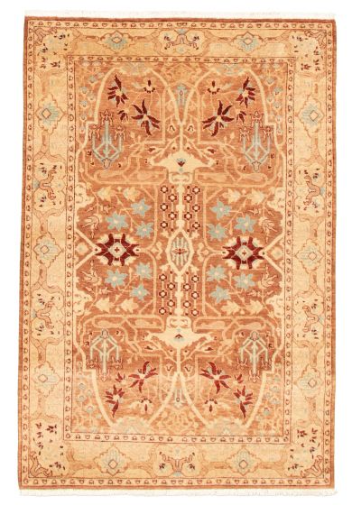 Bordered  Traditional Brown Area rug 3x5 Pakistani Hand-knotted 341386