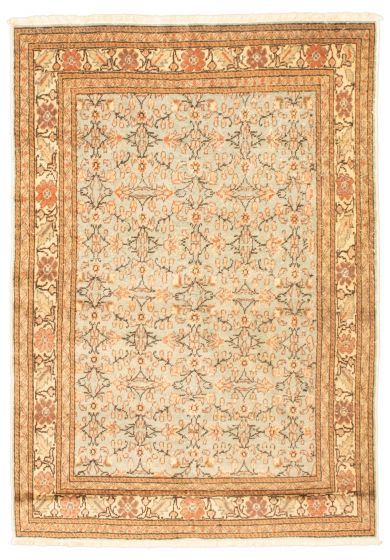 Bordered  Vintage Green Area rug 3x5 Turkish Hand-knotted 347677