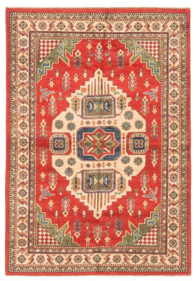 Bordered  Traditional Red Area rug 3x5 Afghan Hand-knotted 348130