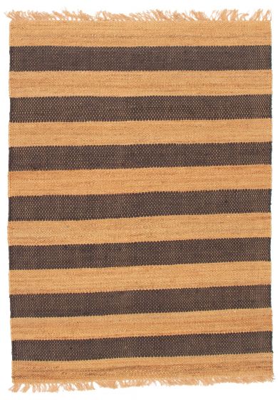Flat-weaves & Kilims  Transitional Brown Area rug 5x8 Indian Flat-Weave 349920