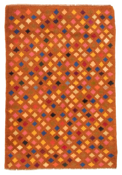 Bohemian  Tribal Orange Area rug 3x5 Afghan Hand-knotted 354194