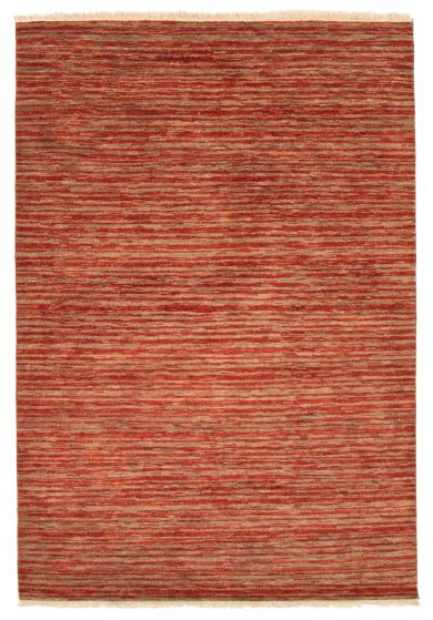 Casual  Transitional Brown Area rug 5x8 Indian Hand-knotted 356482