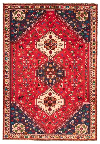 Bordered  Traditional Red Area rug 6x9 Turkish Hand-knotted 372169