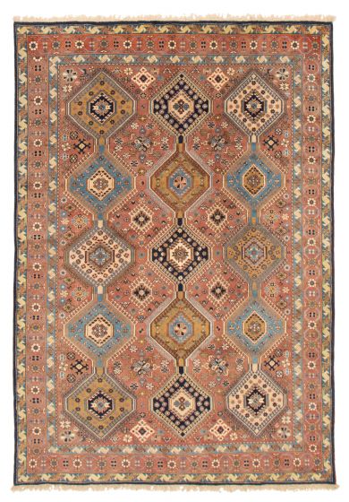 Bordered  Geometric Brown Area rug 6x9 Persian Hand-knotted 373142