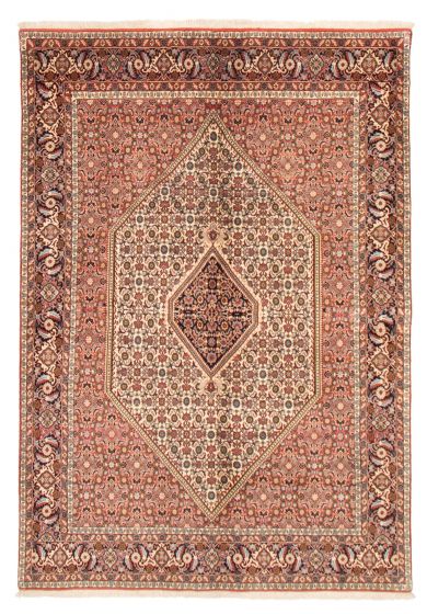 Bordered  Traditional Ivory Area rug 5x8 Persian Hand-knotted 373299