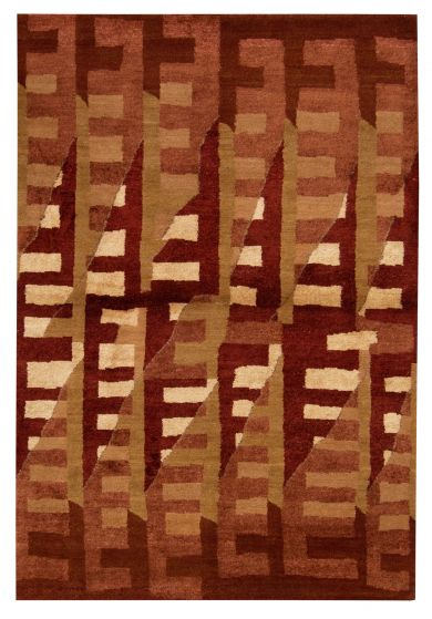 Modern  Transitional Red Area rug 3x5 Nepal Hand-knotted 375148