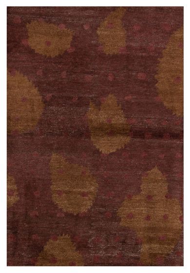 Modern  Transitional Brown Area rug 3x5 Nepal Hand-knotted 375152